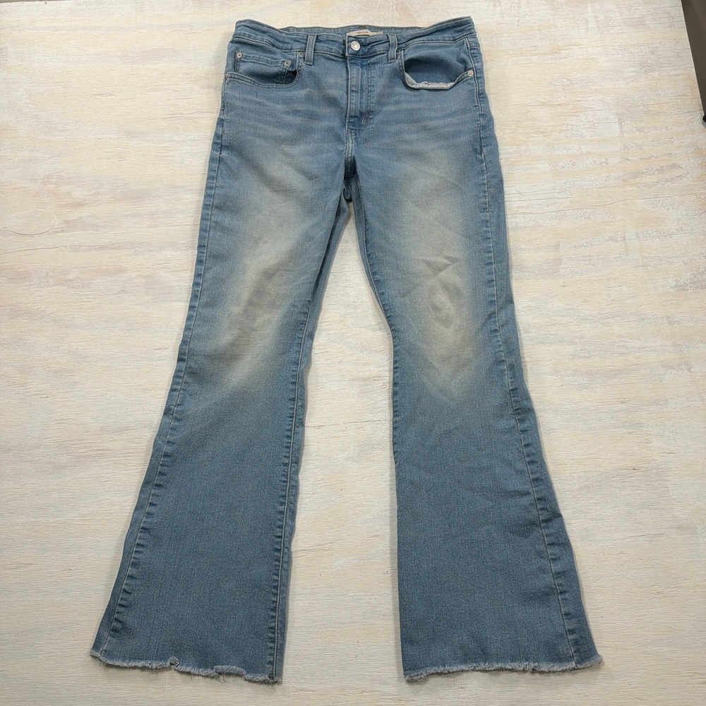 Levi's Jeans 726 Flare 33 High Rise Raw Hem Light Wash Denim Womens